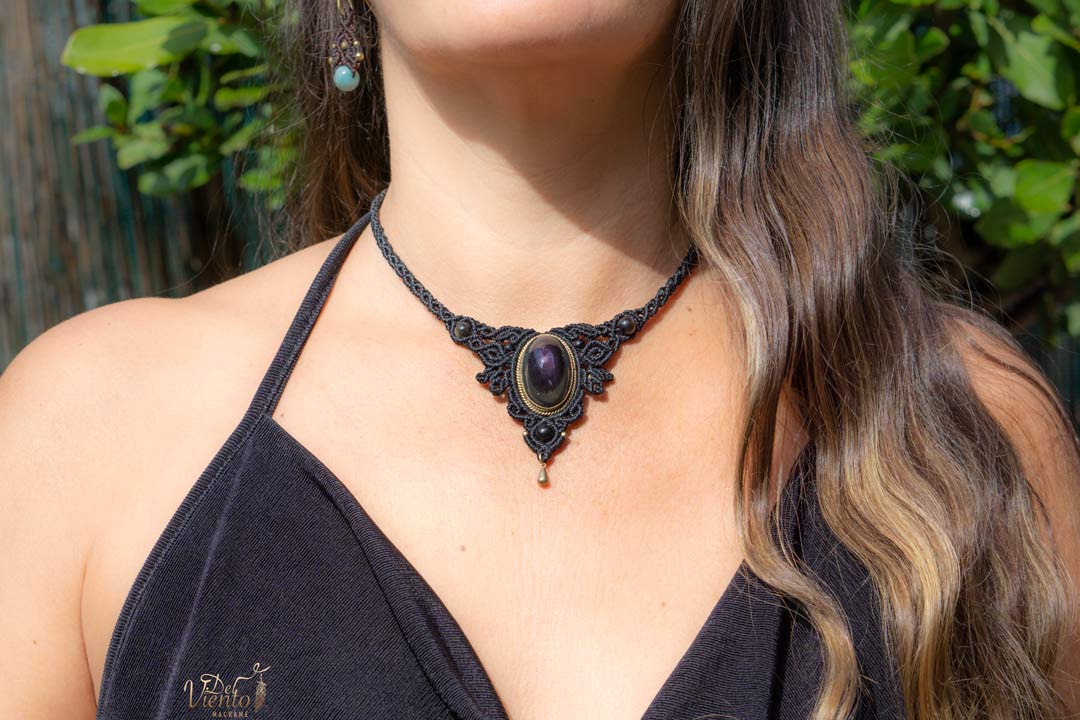 Collar AURA con Obsidiana Arcoiris