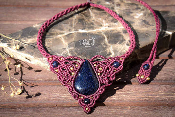 "Creado para Yaiza" Collar de macrame con Aventurina Azul