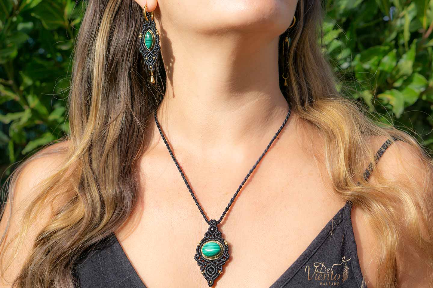 Pendientes VESTA con Malaquita (Marrón o Negro)