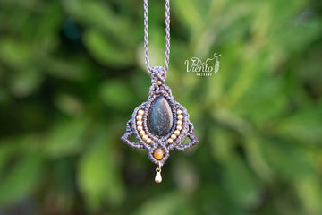 Flor de Loto de macramé con Jade Mexicano