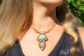 Colgante VENUS con Amazonita & Cuarzo Rosa