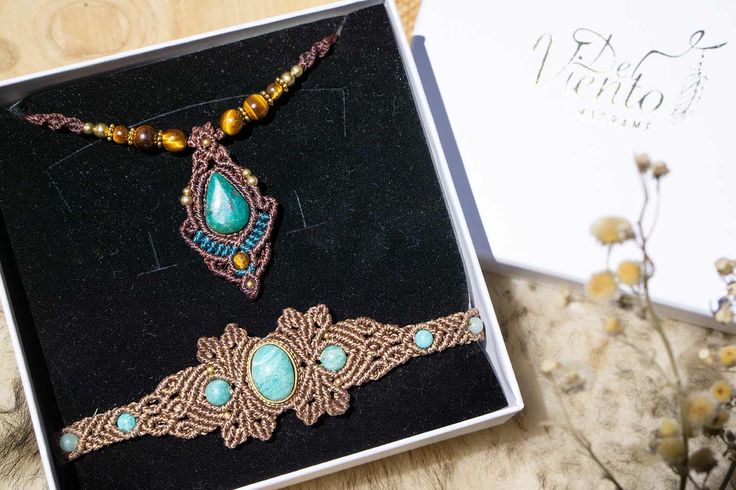 Reservado para Ángela | Collar con Crisocola y Pulsera con Amazonita