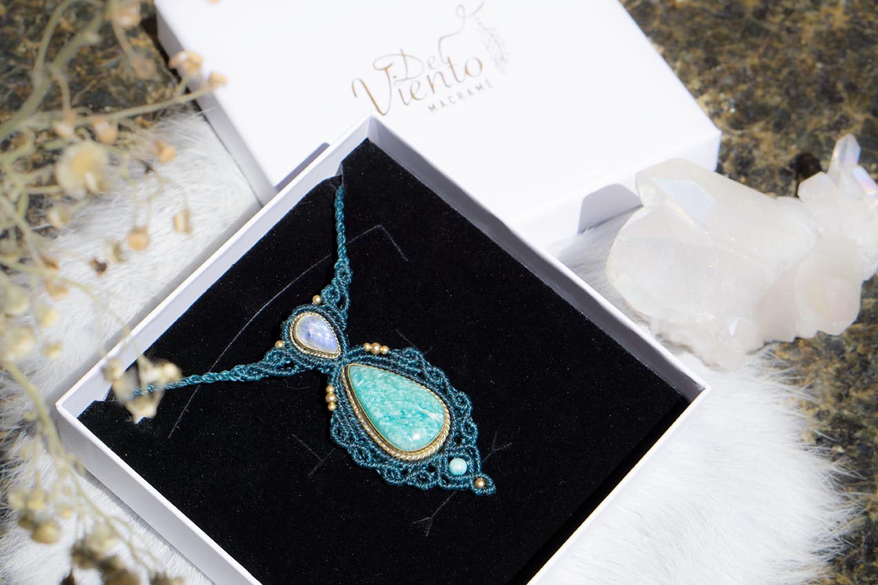 Colgante GEA con Amazonita y Piedra Luna