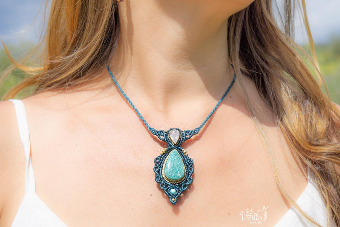 Colgante GEA con Amazonita y Piedra Luna