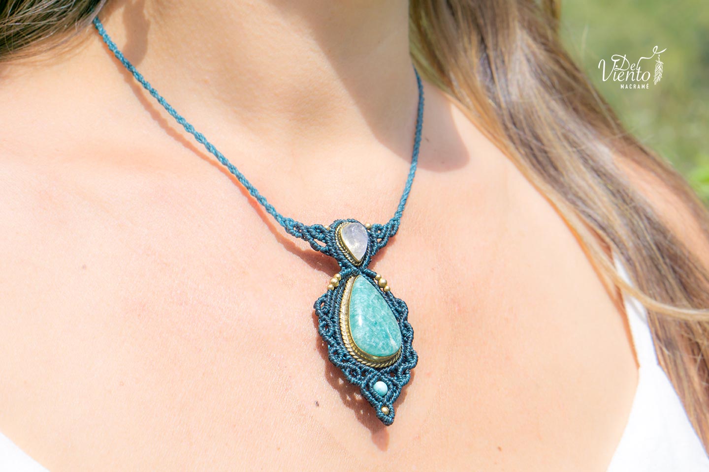 Colgante GEA con Amazonita y Piedra Luna