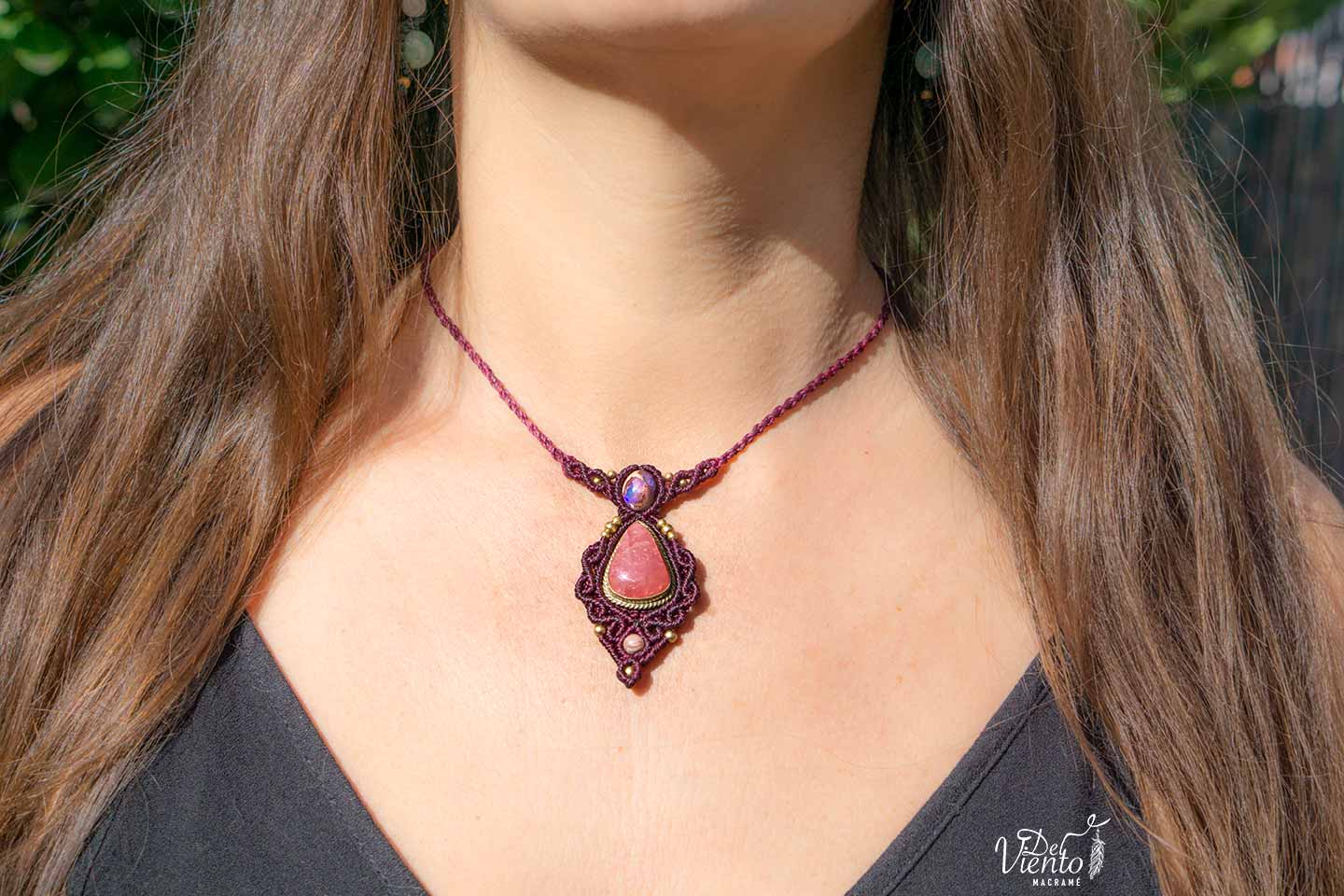 "RESERVADO para María" Collar GEA con Ópalo de Fuego y Rodocrosita