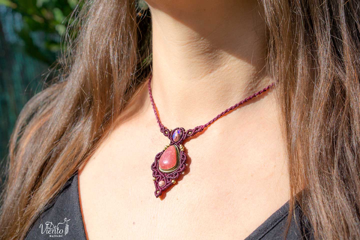 "RESERVADO para María" Collar GEA con Ópalo de Fuego y Rodocrosita