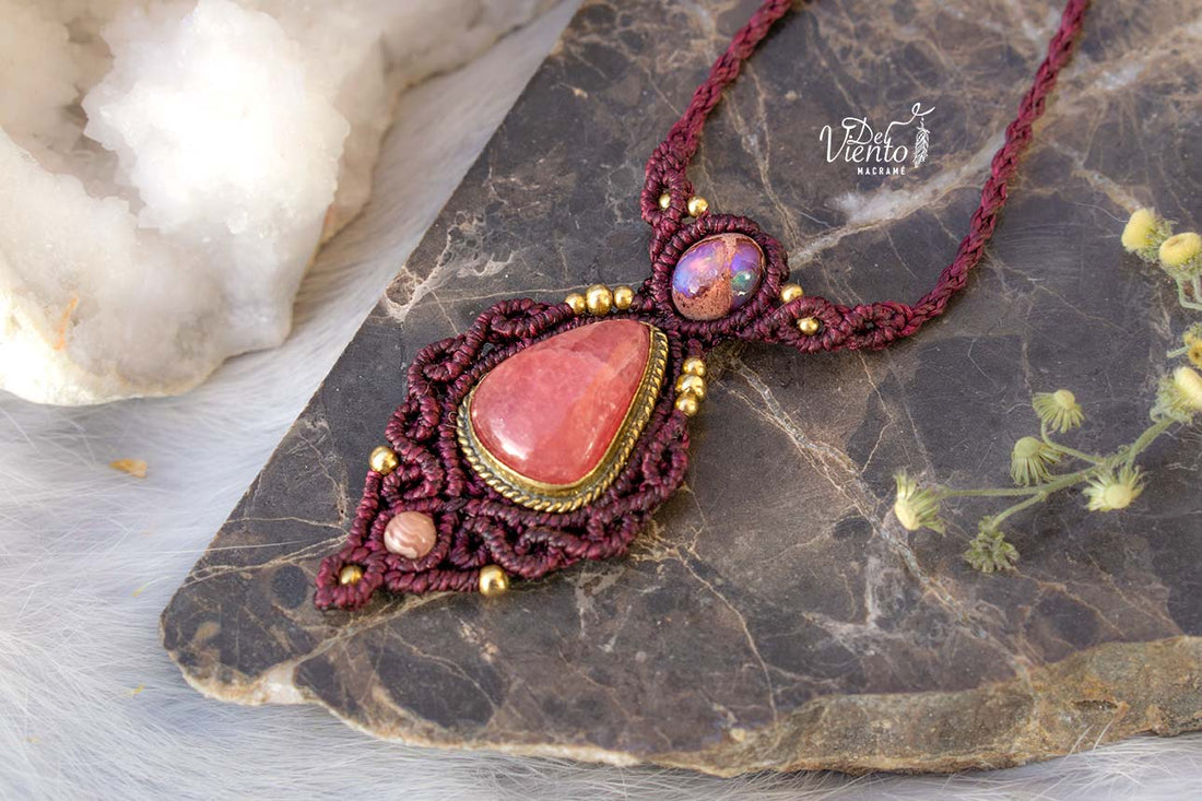 "RESERVADO para María" Collar GEA con Ópalo de Fuego y Rodocrosita