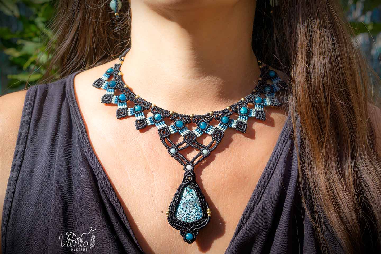 "Reservado para María" | Collar Diosa con Azurita y Apatitas