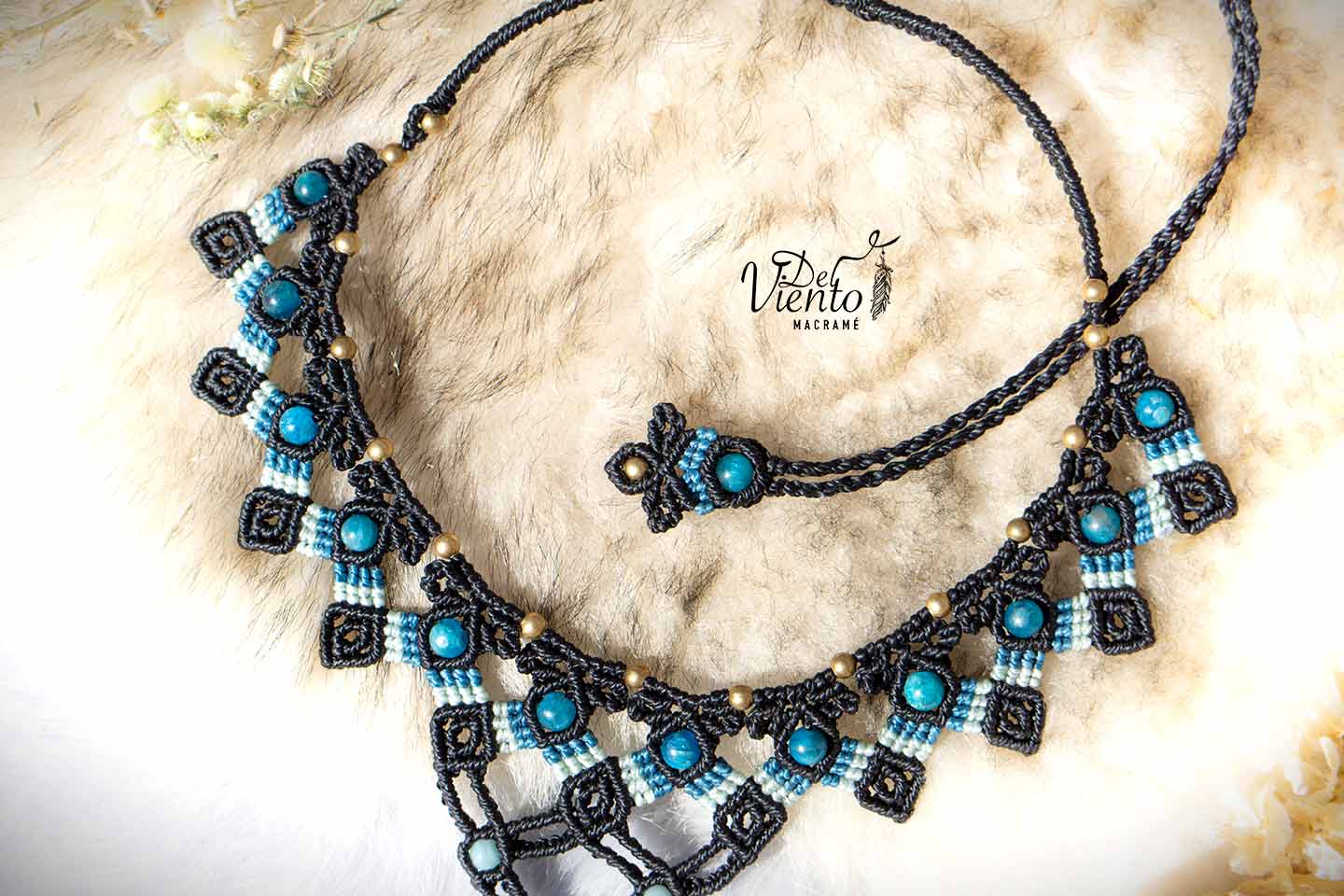 "Reservado para María" | Collar Diosa con Azurita y Apatitas