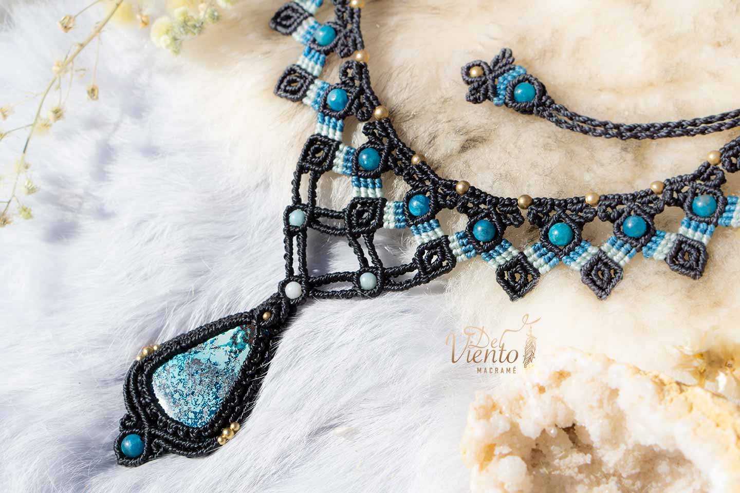 "Reservado para María" | Collar Diosa con Azurita y Apatitas
