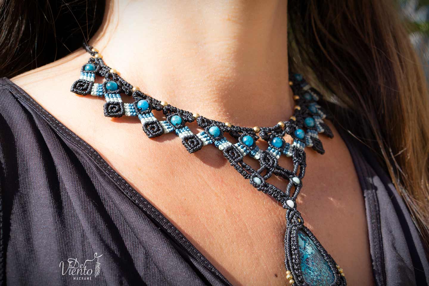 "Reservado para María" | Collar Diosa con Azurita y Apatitas