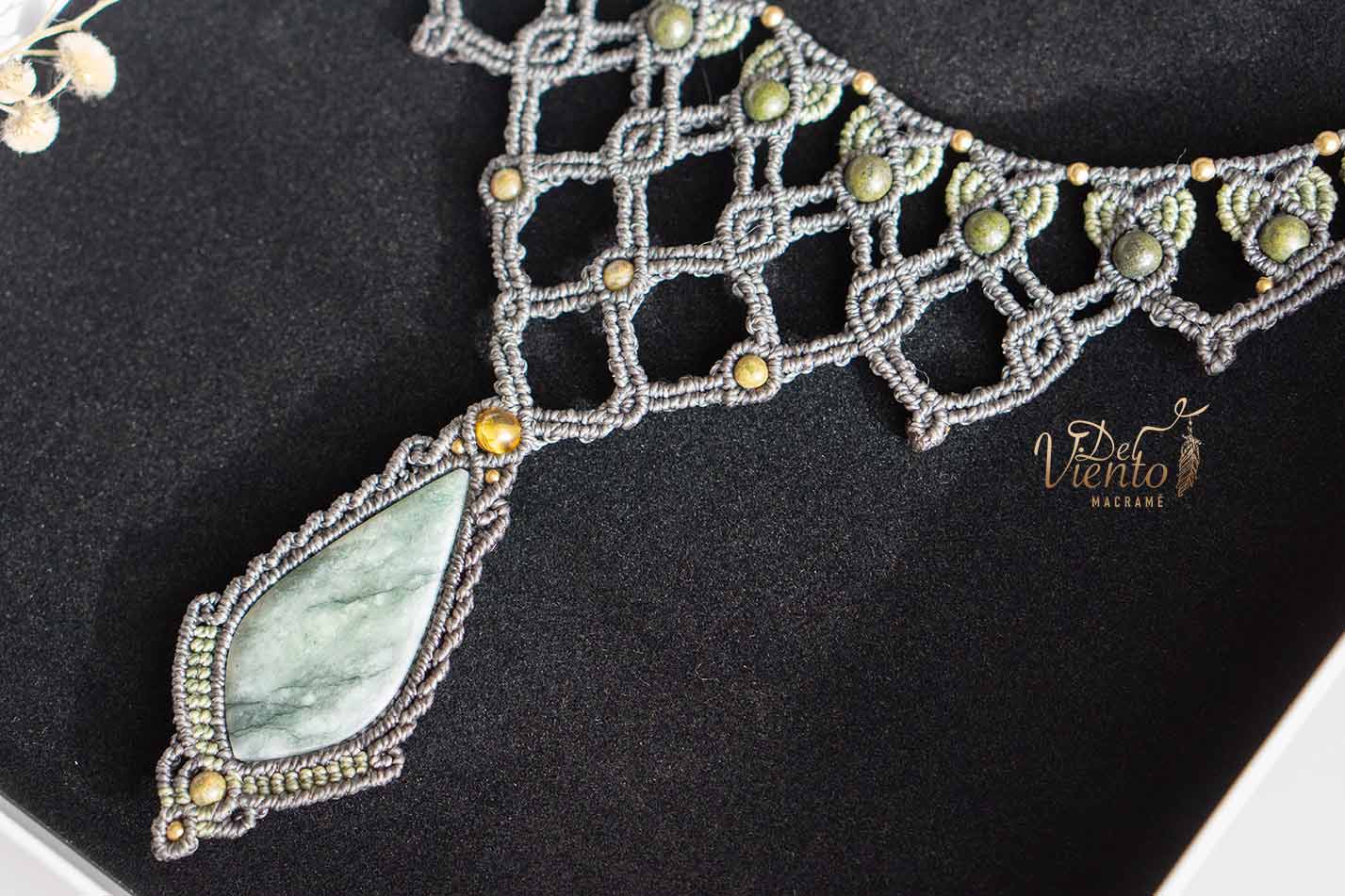RESERVADO para Maria José | Collar Diosa con Jade maya y ámbar mexicano