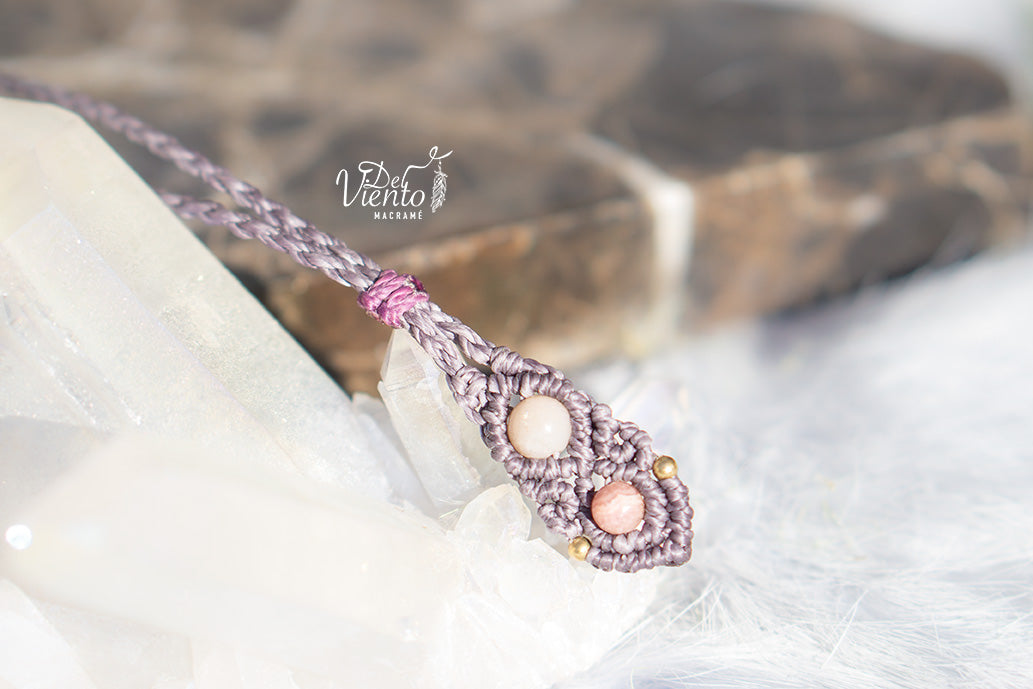 "RESERVADO para MAR" Collar de macrame con Ópalo rosa andino