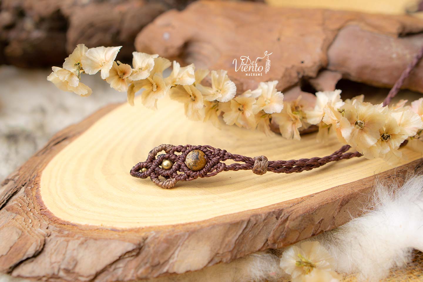 Collar de macrame con Jaspe paisaje