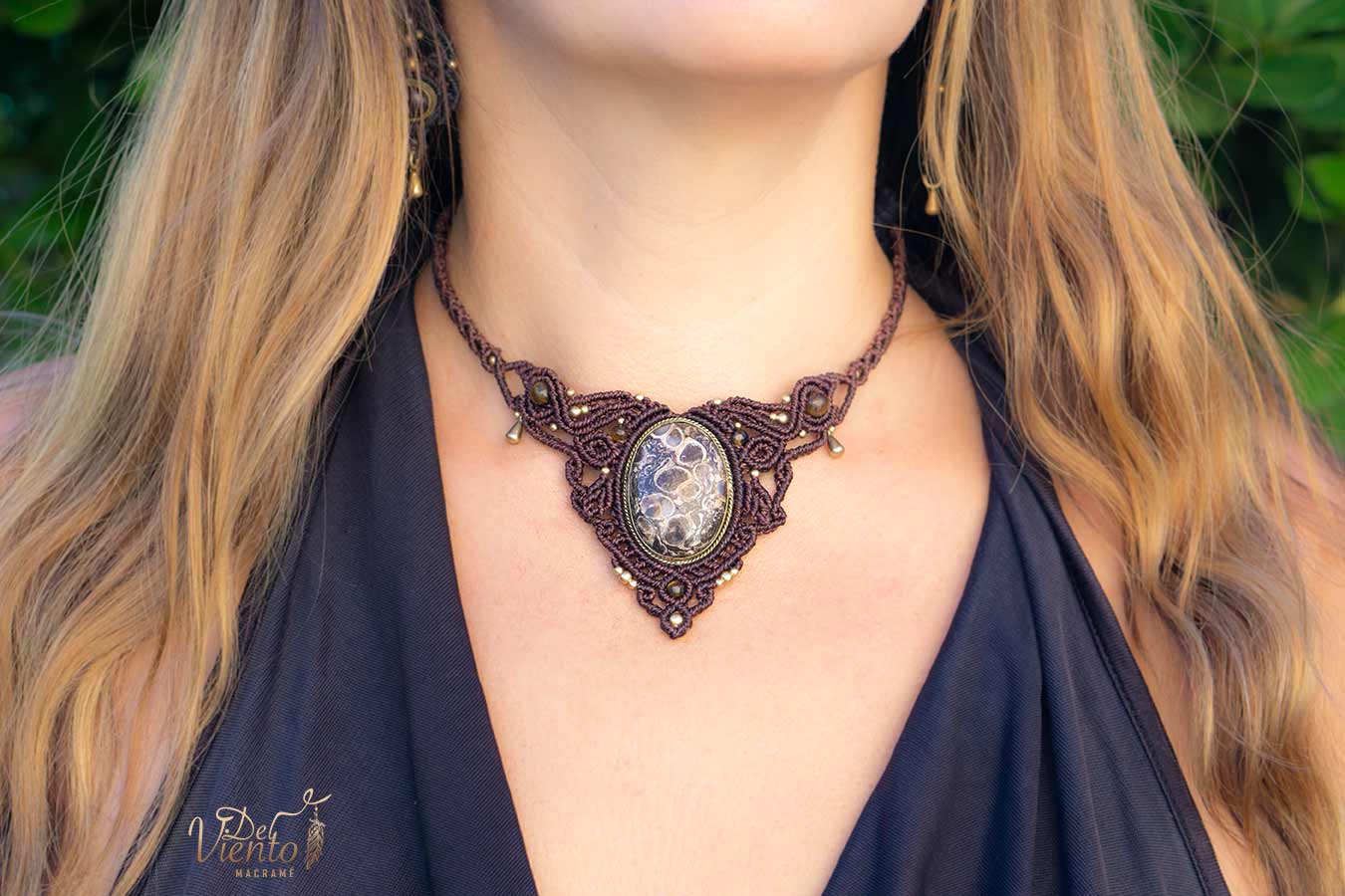 Collar con Ágata fósil Turritella