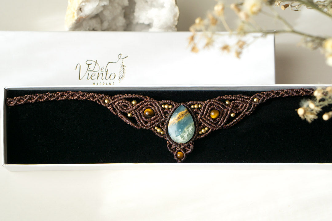 Collar Tiara DAFNE con Onix cielo