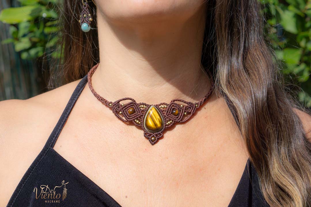 Collar Tiara DAFNE con Ojo de tigre