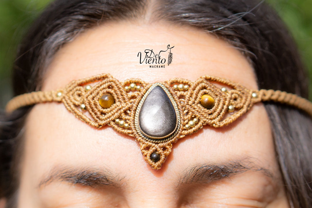 Collar Tiara DAFNE con Obsidiana dorada
