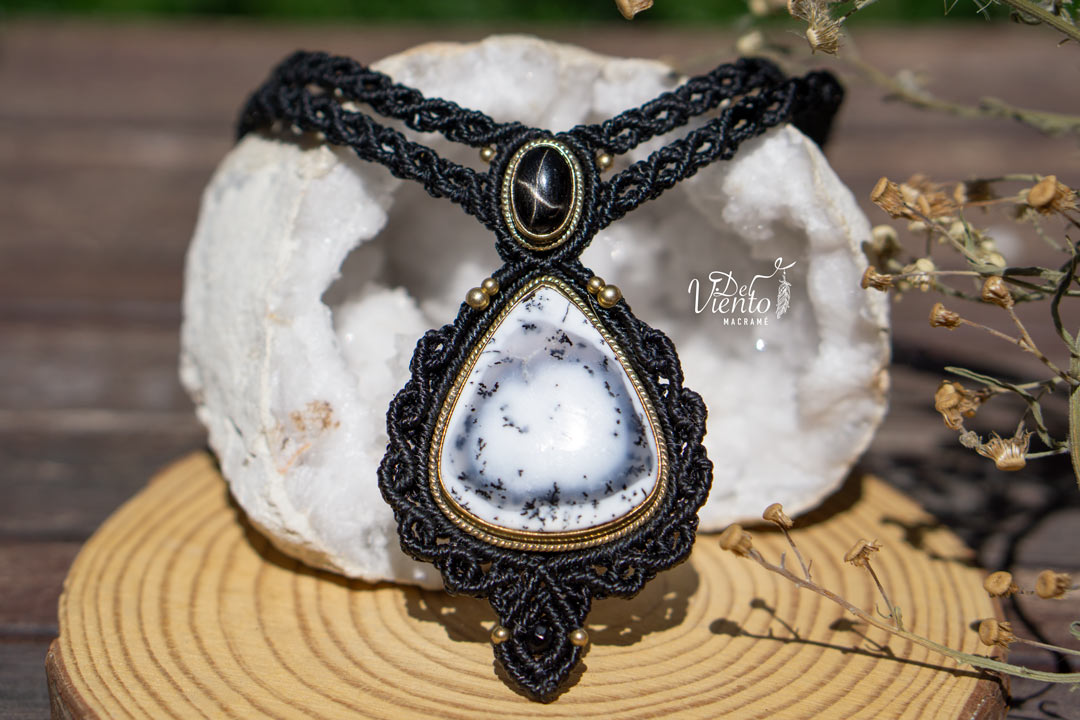 Collar Gea doble con Black Star & Ágata dendrítica