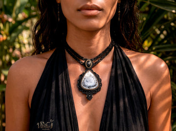 Collar Gea doble con Black Star & Ágata dendrítica