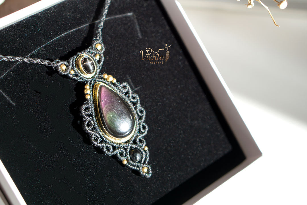 Colgante GEA con Obsidiana Arcoiris y Black Star