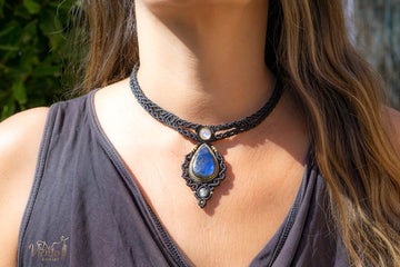 Collar Gea con Labradorita y Piedra Luna