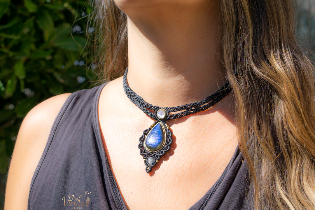 Collar Gea con Labradorita y Piedra Luna