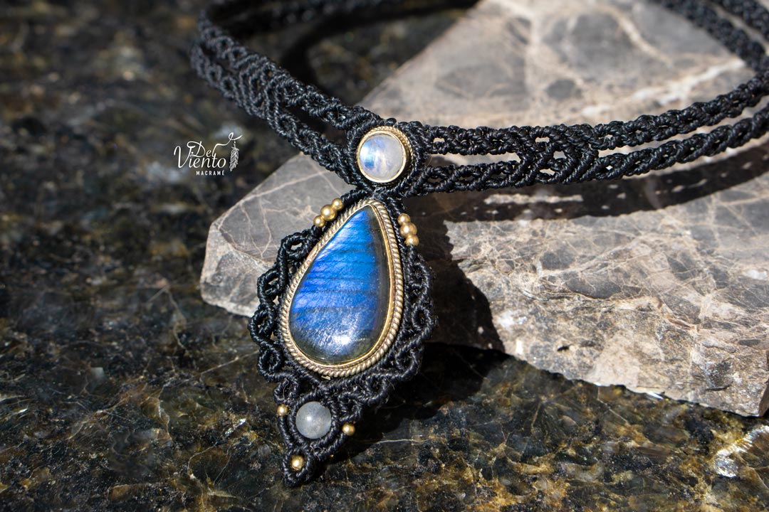 Collar Gea con Labradorita y Piedra Luna