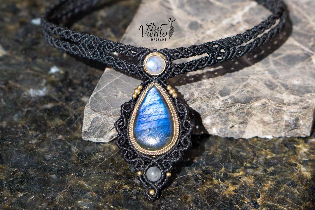 Collar Gea con Labradorita y Piedra Luna