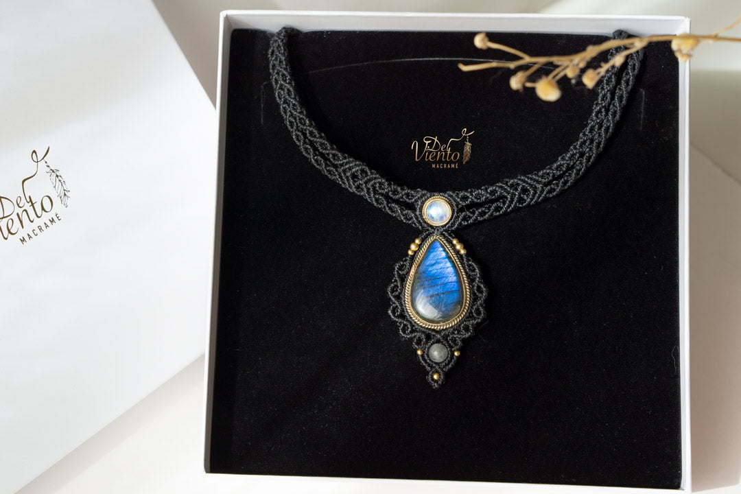 Collar Gea con Labradorita y Piedra Luna