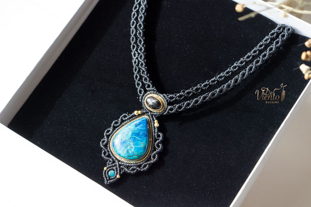 Collar Gea doble con Black Star & Azurita