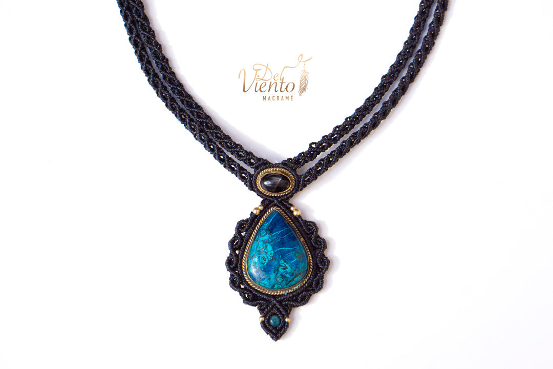 Collar Gea doble con Black Star & Azurita