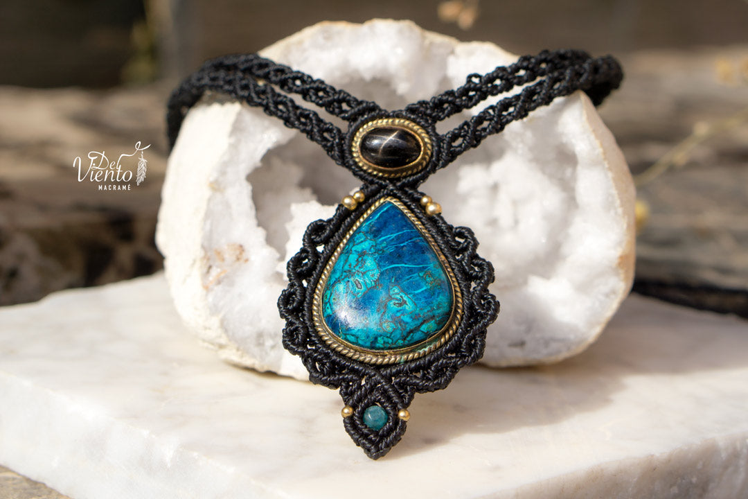 Collar Gea doble con Black Star & Azurita