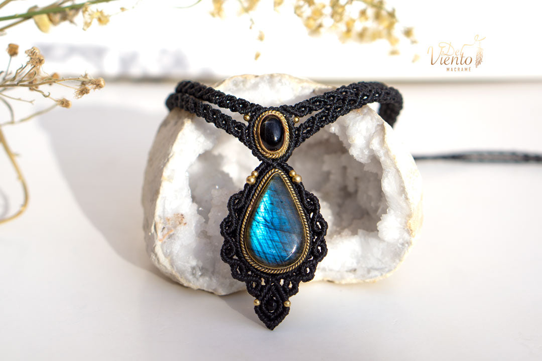 Collar GEA doble con  Black Star & Labradorita