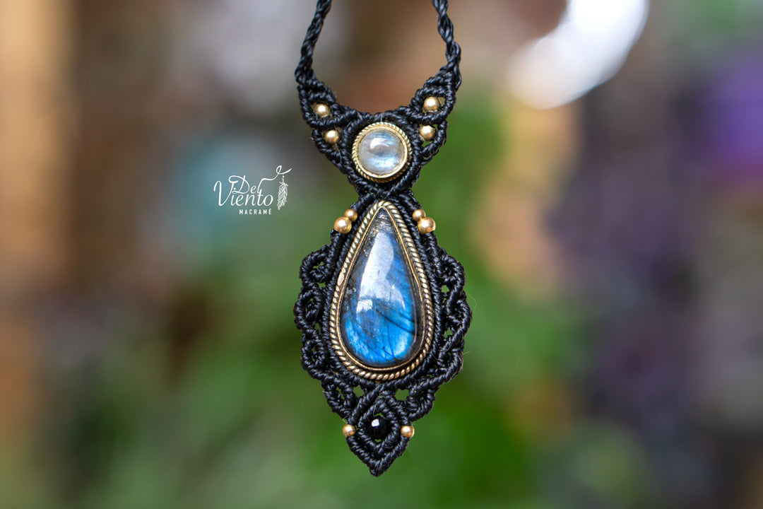 Colgante GEA con Labradorita y Piedra Luna