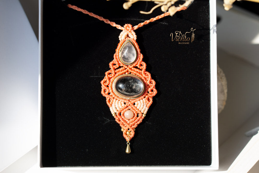 Colgante HYPATIA con Cuarzo cristal y Cuarzo Rosa