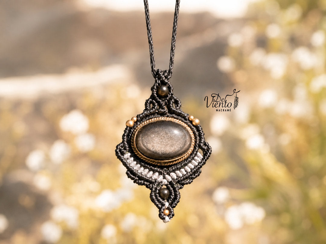 Colgante LUZ con Obsidiana Plateada