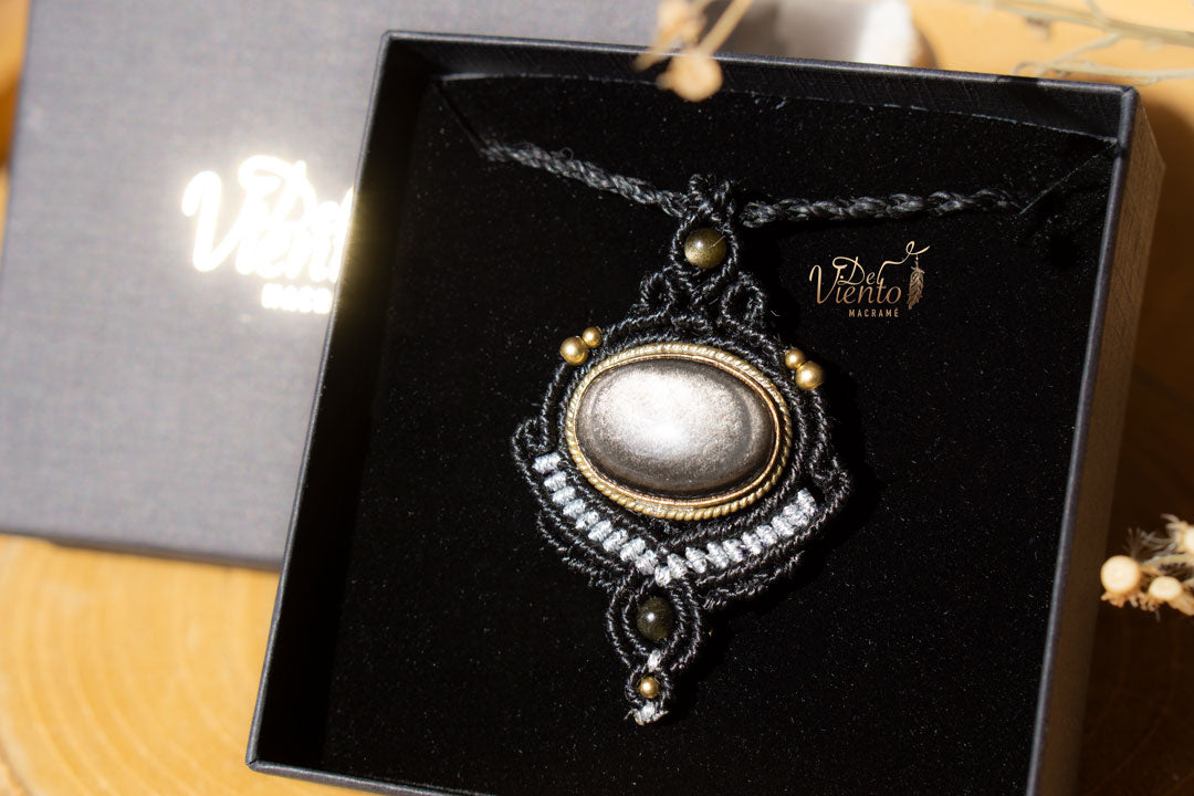 Colgante LUZ con Obsidiana Plateada