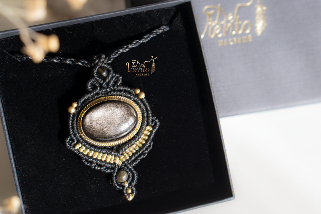 Colgante LUZ con Obsidiana Plateada
