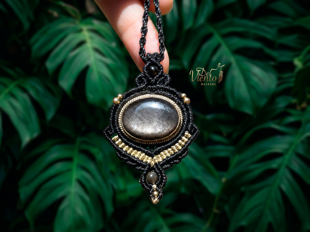 Colgante LUZ con Obsidiana Plateada