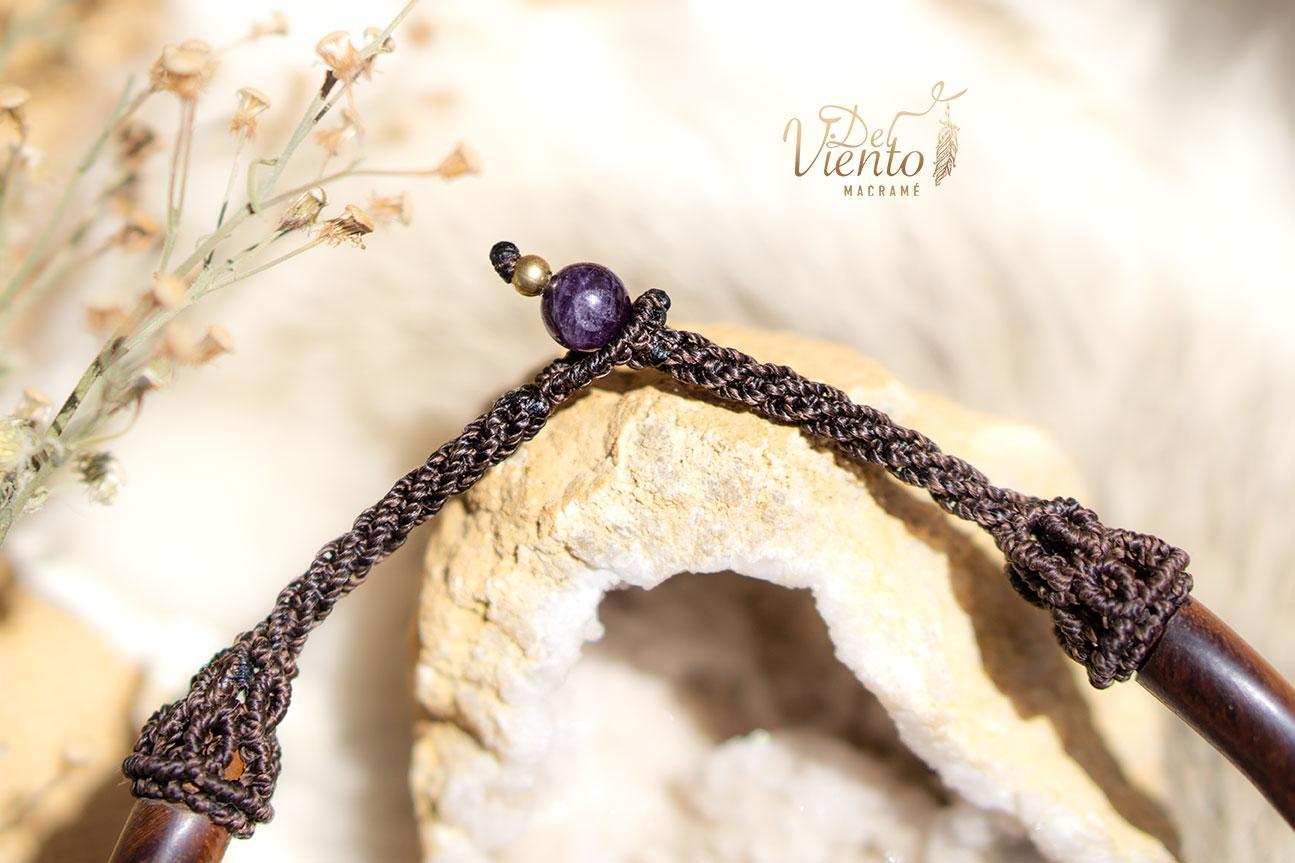 RESERVADO Iris | Collar Mandala de macramé con Rodonita, Granates y Amatista