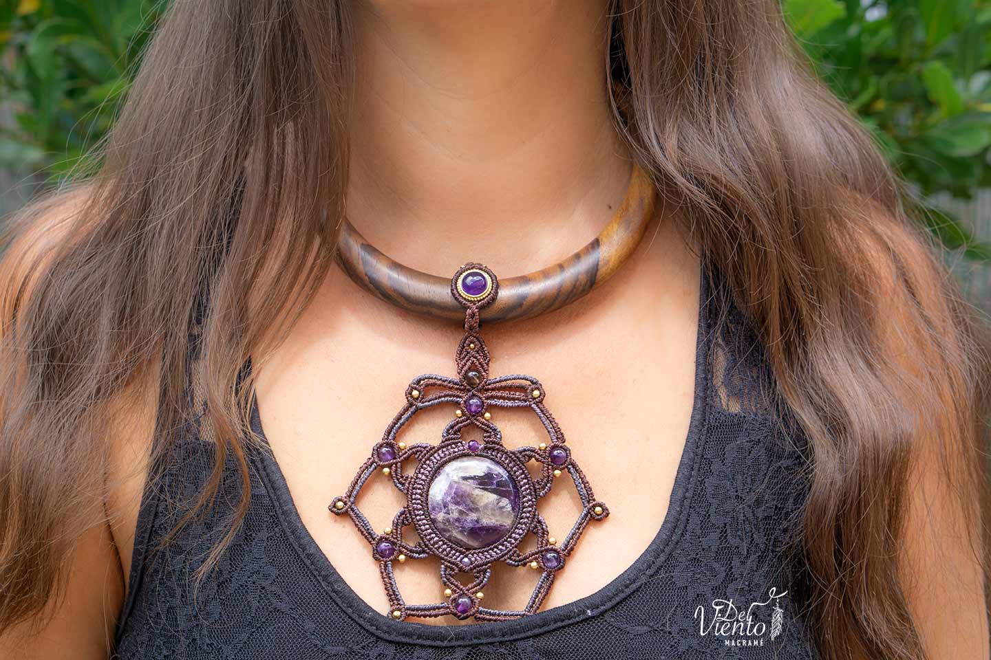 Collar de macrame Mandala con Amatista