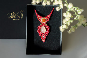 Colgante Mini GEA con Cuarzo Rosa y Cornalina