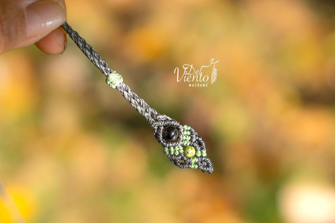 "Reservado para Carmen" Collar de macrame con Obsidiana Manto Huichol