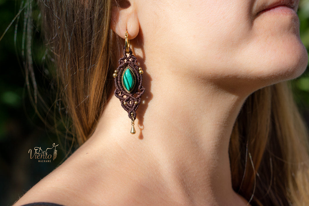 Pendientes VESTA con Malaquita (Marrón o Negro)