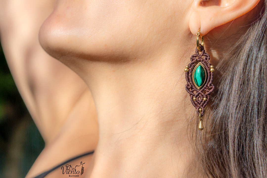 Pendientes VESTA con Malaquita (Marrón o Negro)