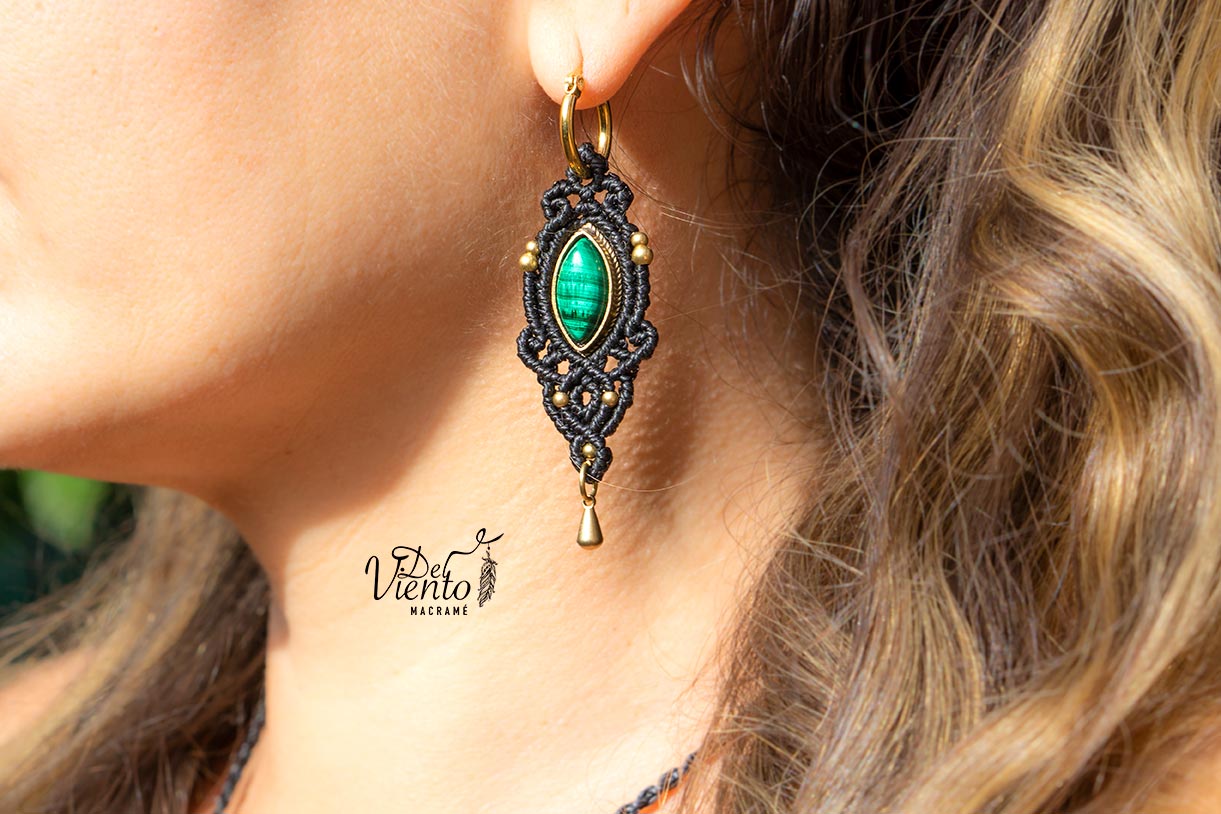 Pendientes VESTA con Malaquita (Marrón o Negro)