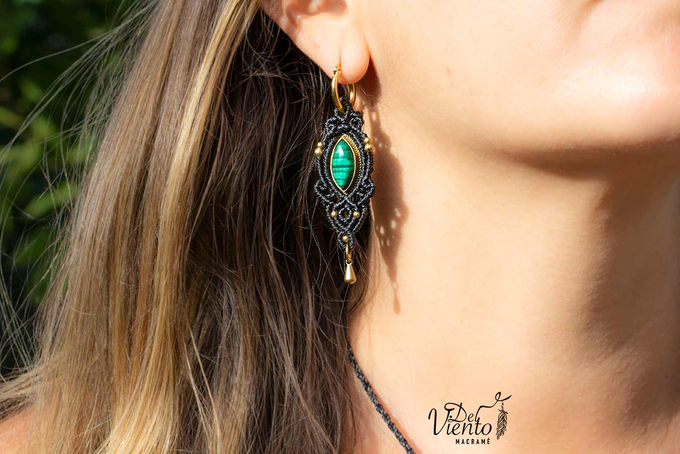 Pendientes VESTA con Malaquita (Marrón o Negro)