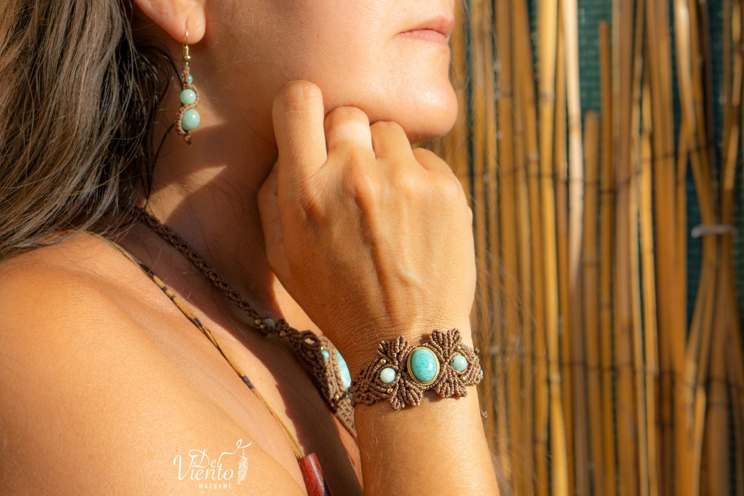 Collar de macrame con Amazonita
